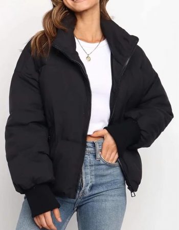 Flygo Winter Cropped Puffer Jacket Coats for Women 2025 Short Warm Quilted Jackets Outerwear with Pockets