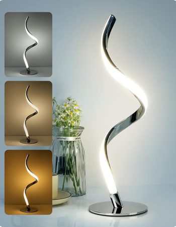 Lámpara de noche moderna en espiral de Yarra-Decor, lámpara de mesa LED con control táctil de 3 colores