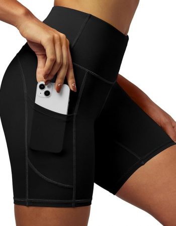 IUGA - Pantalones cortos tipo biker para mujer, 6 pulgadas con bolsillos, cintura alta, para entrenamiento, yoga, correr, gimnasio, pantalones cortos de compresión hechos de elastano