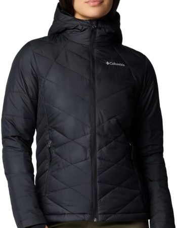 Chaqueta acolchada Columbia Heavenly para mujer, con capucha, color negro, tamaño mediano