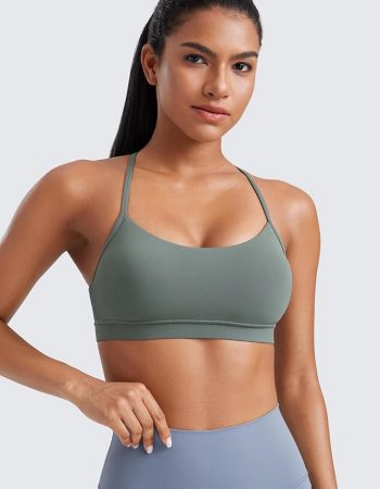 CRZ YOGA Butterluxe - Brasier deportivo con espalda en Y para mujer, diseño de tirantes delgados, con espalda cruzada y relleno, bajo impacto, para entrenamiento, yoga