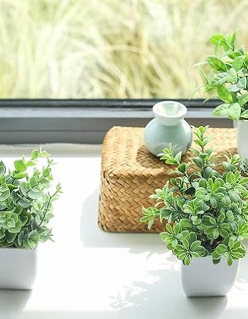 Paquete de 4 plantas falsas, mini plantas artificiales en maceta para decoración del hogar