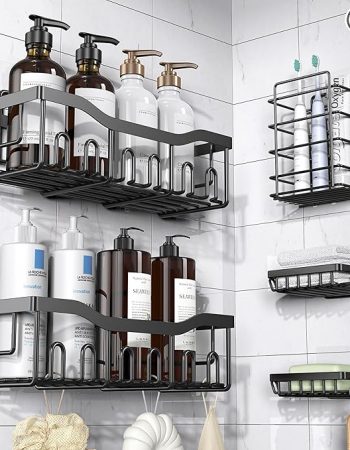 Organizador adhesivo para ducha, paquete de 5 organizadores de baño de acero inoxidable