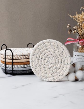 8 posavasos para bebidas con soporte, 8 colores absorbentes para bebidas, posavasos minimalistas, juego de posavasos de algodón, posavasos tejidos para mesa de café, decoración del hogar