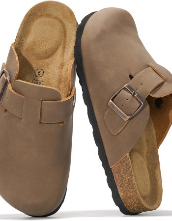 Project Cloud Genuine Leather Footbed Clogs for Women - Memory Foam Arch Support Slippers for Women - Trendy Slip-ons Women's Mules & Clogs Sandals (Benton)